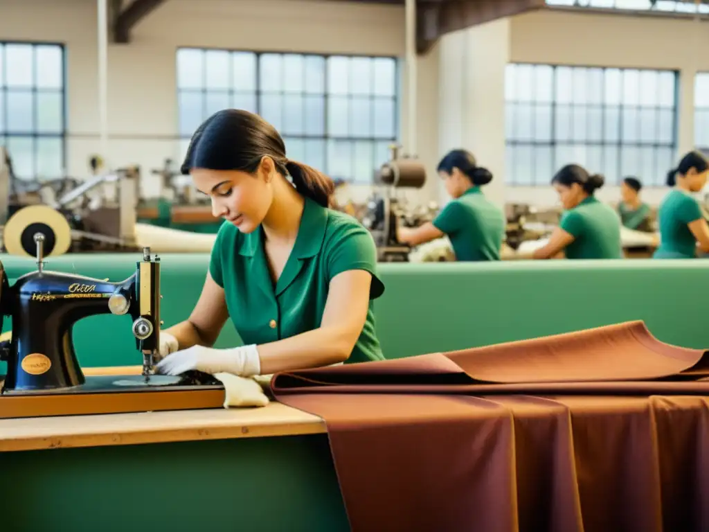 Vieja fábrica textil con trabajadores aplicando tecnologías emergentes para upcycling textil